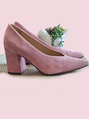 Naturalizer Pink Suede Block Heel Womens 4.5M